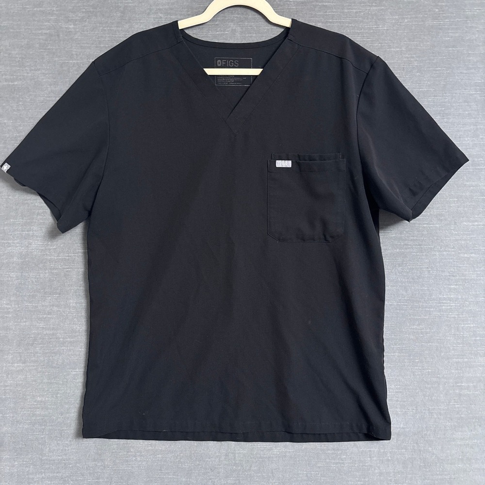 FIGS Scrub Top XL Black Gray Technical Collection V Neck Short Sleeve PO 1683
